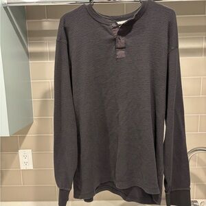 Vintage Y2K Route 66 Waffle Knit Black Henley Long Sleeve Size XL